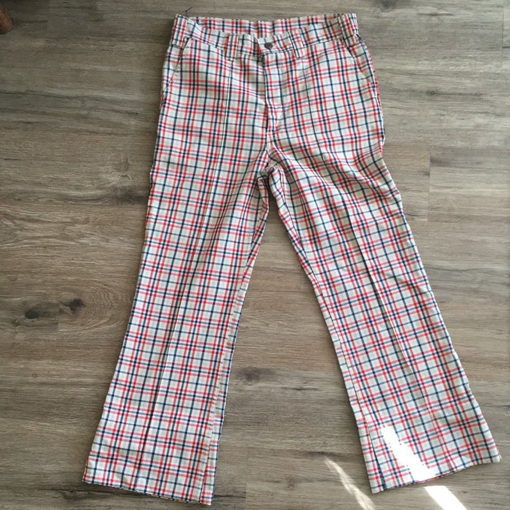 Levi’s sta-prest checkered bell bottoms